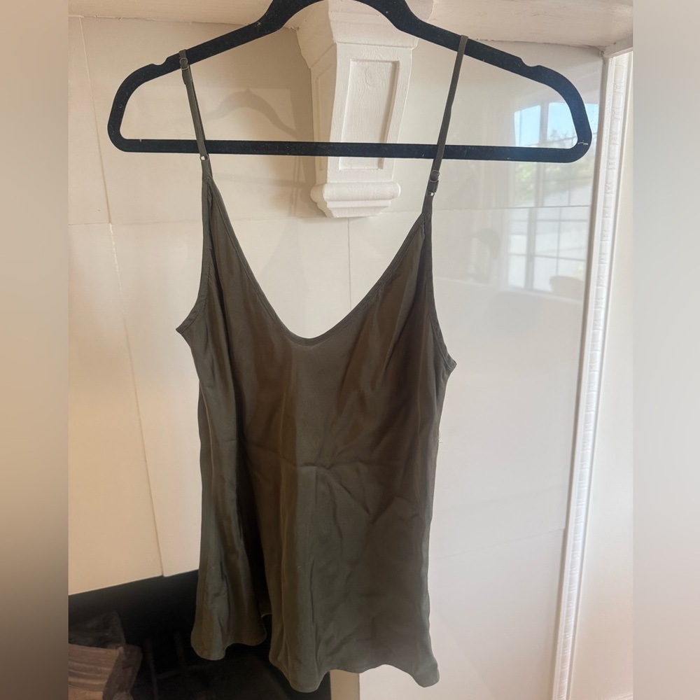 L'AGENCE Dark Olive silkCamisole Top